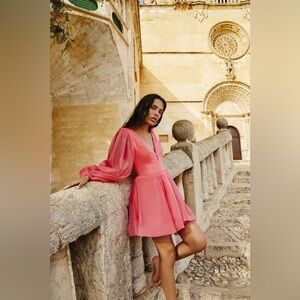 Bardot Eva Organza Mini Dress In Melon
